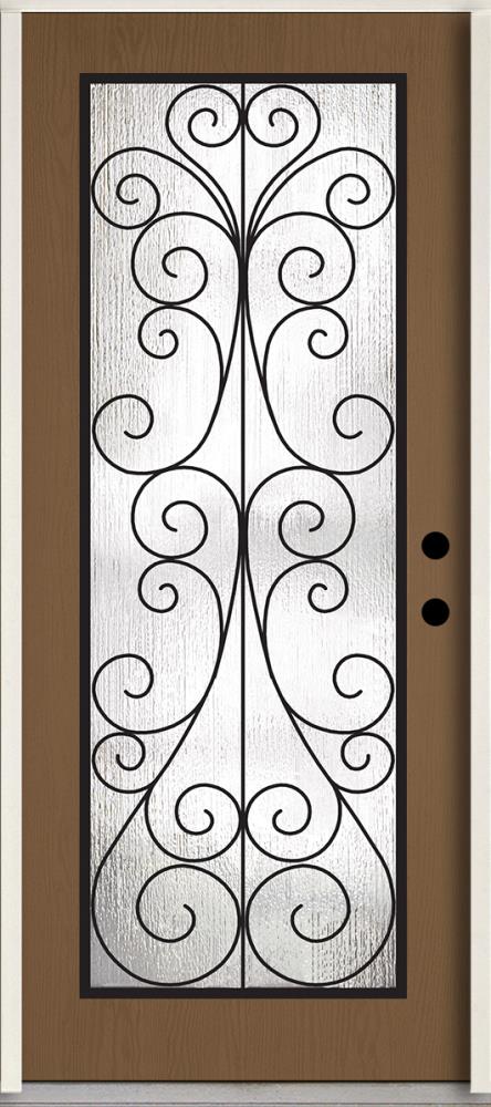 RELIABILT LO921837 36-in x 80-in x 4-9/16-in Fiberglass Full lite Left-hand inswing Woodhaven Stained Prehung Front Door Insulating core