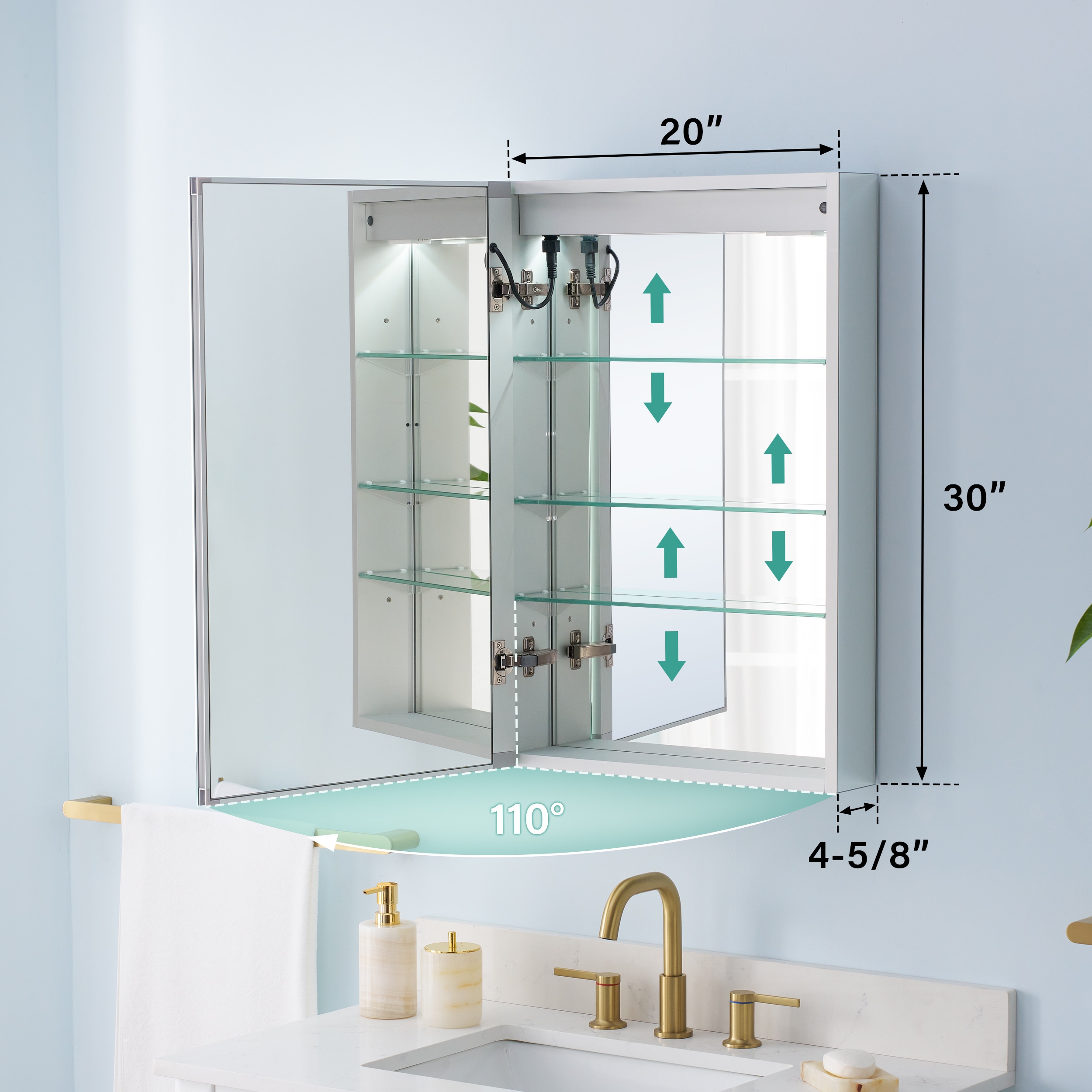 WELLFOR W3MCL2030L Bathroom-Medicine-Cabinets - View #10