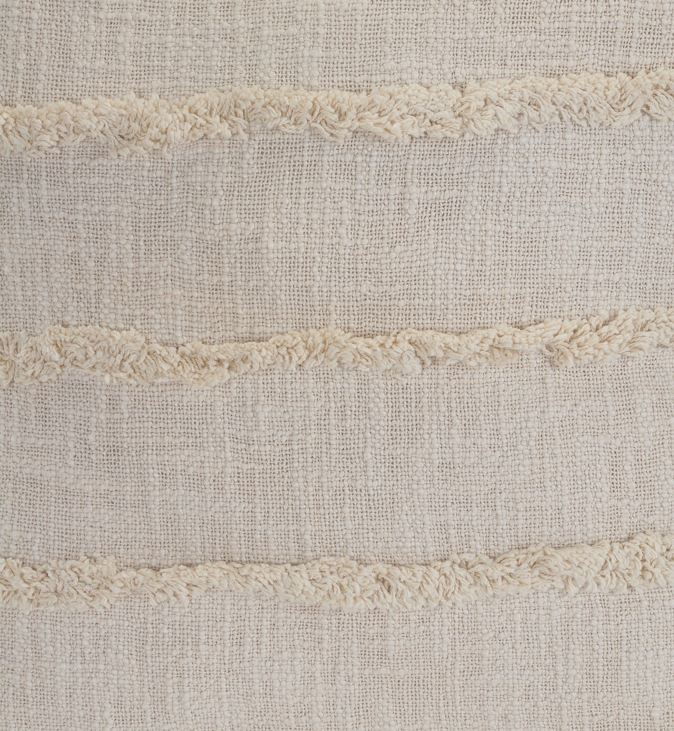 Beige Over-Tufted Fringed 20" Square Throw Pillow