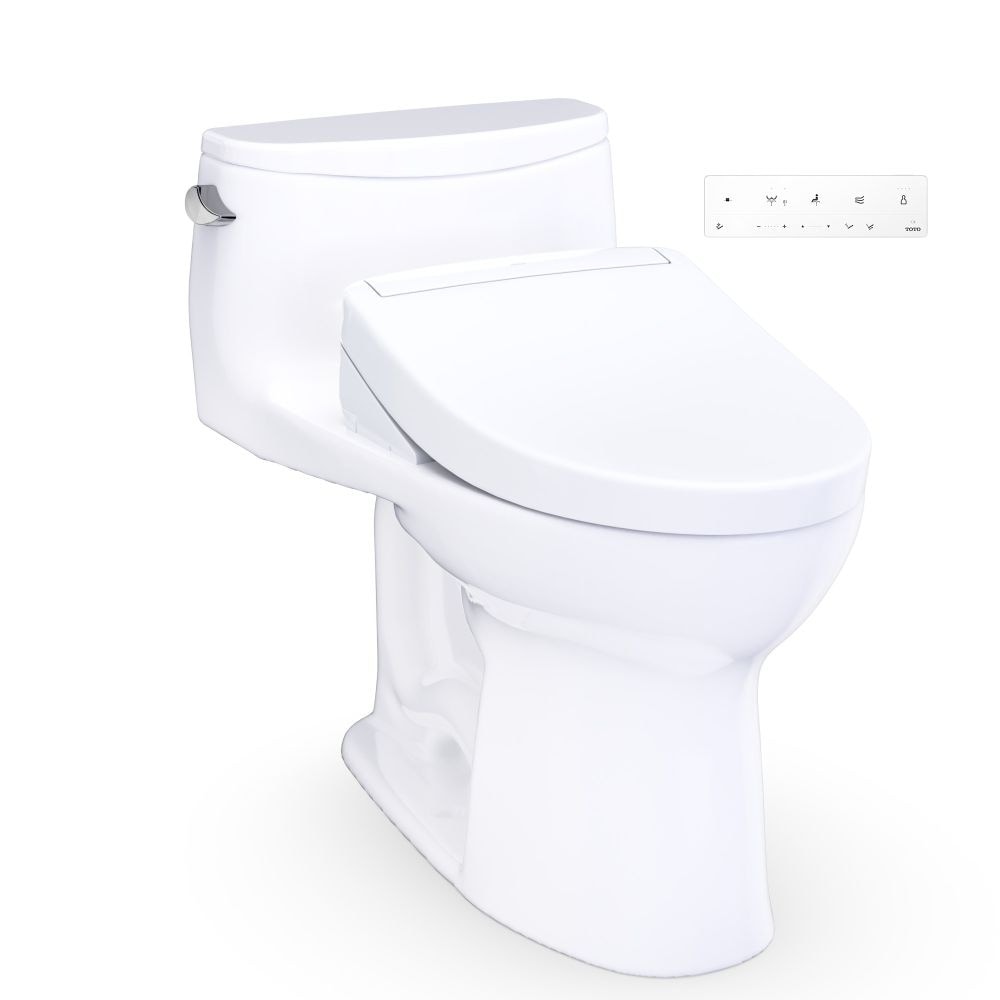 TOTO - Ultramax Cotton White Elongated Chair height 12-in Rough-In WaterSense 1.28 GPF Soft Close...