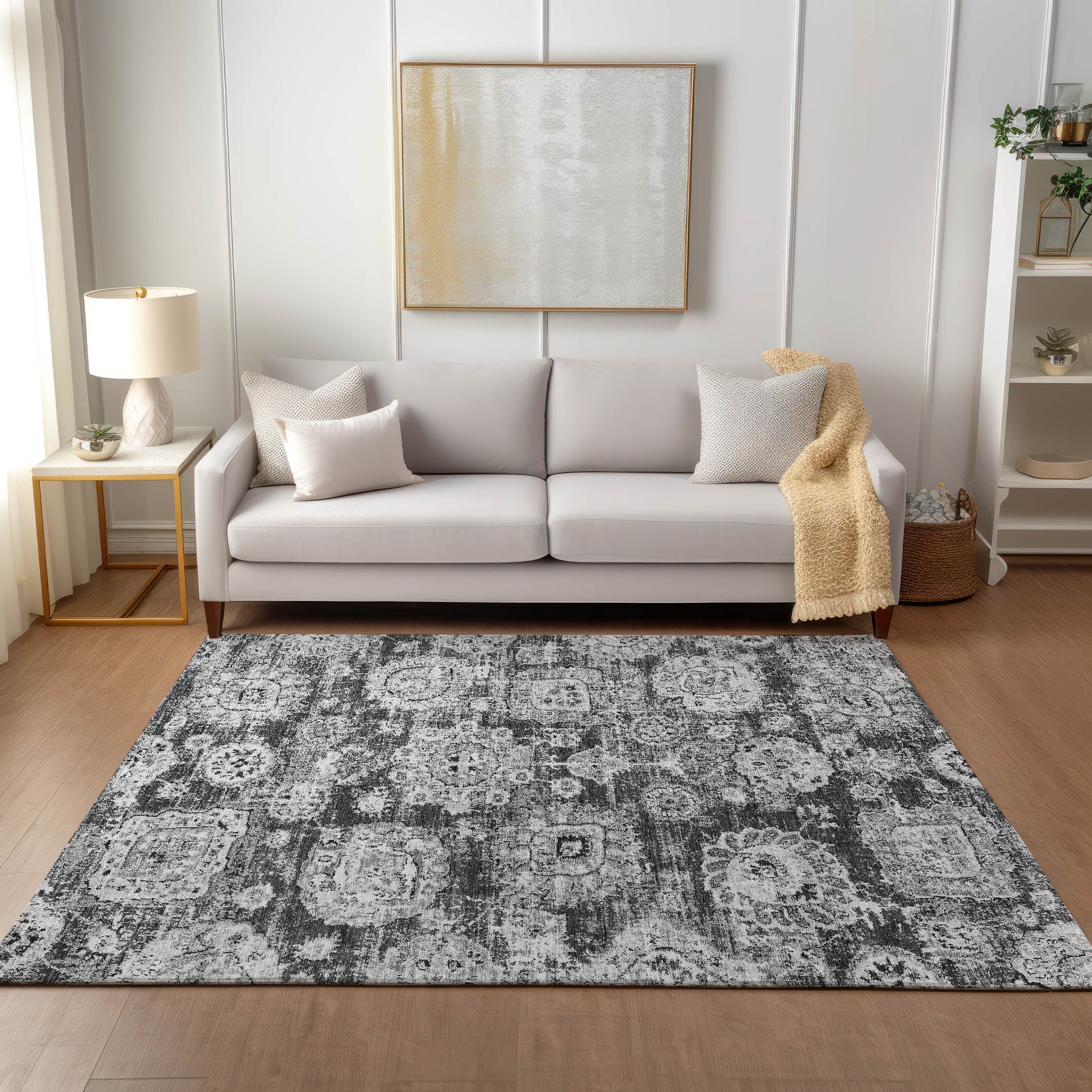 Addison Rugs ACN634GY5X8 Chantille ACN634GY 5 x 7 (ft) Polyester Gray Rectangular Indoor/Outdoor Geometric Machine washable Area rug