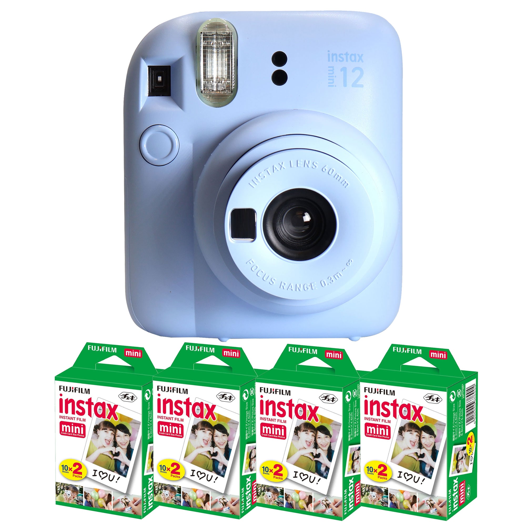 Fujifilm  INSTAX MINI 12 Instant Film Camera Pastel Blue with 4  2x10 Film Mini Instax Film Packs