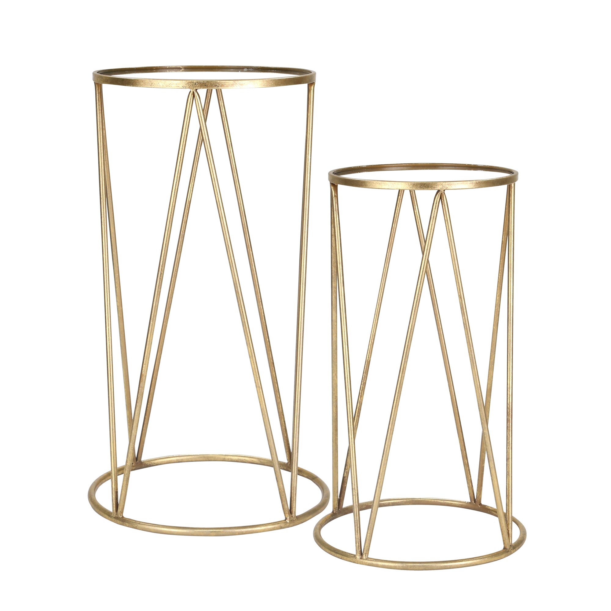 Sagebrook Home 14412 16-in W x 28-in H Gold Glass Round Glam End Table Assembly Required