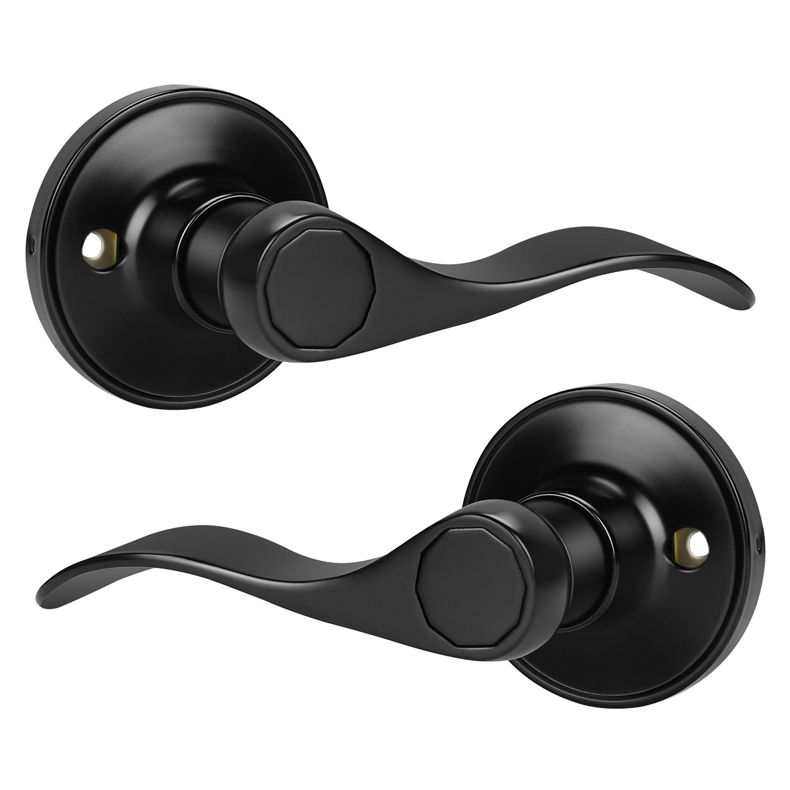 LILILIAN FMY  Matte Black Dummy Door Levers 2 Pack Wave Drop Style Inactive Door Handles 1 Right Handed 1 Left Handed Knobs