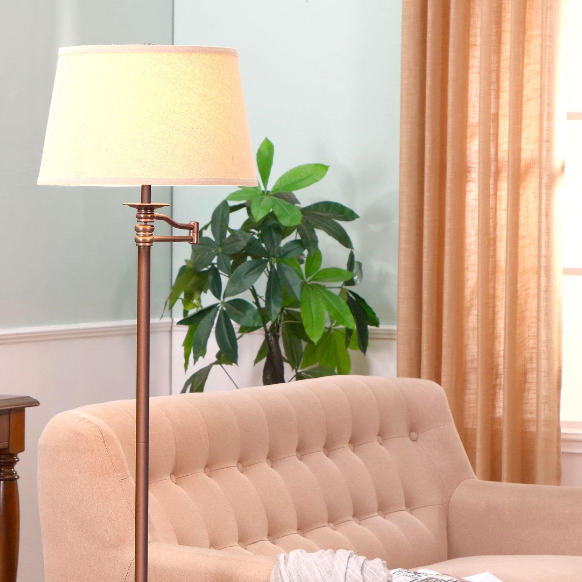 Caden Bronze 62" Extendable LED Floor Lamp with Fabric Shade