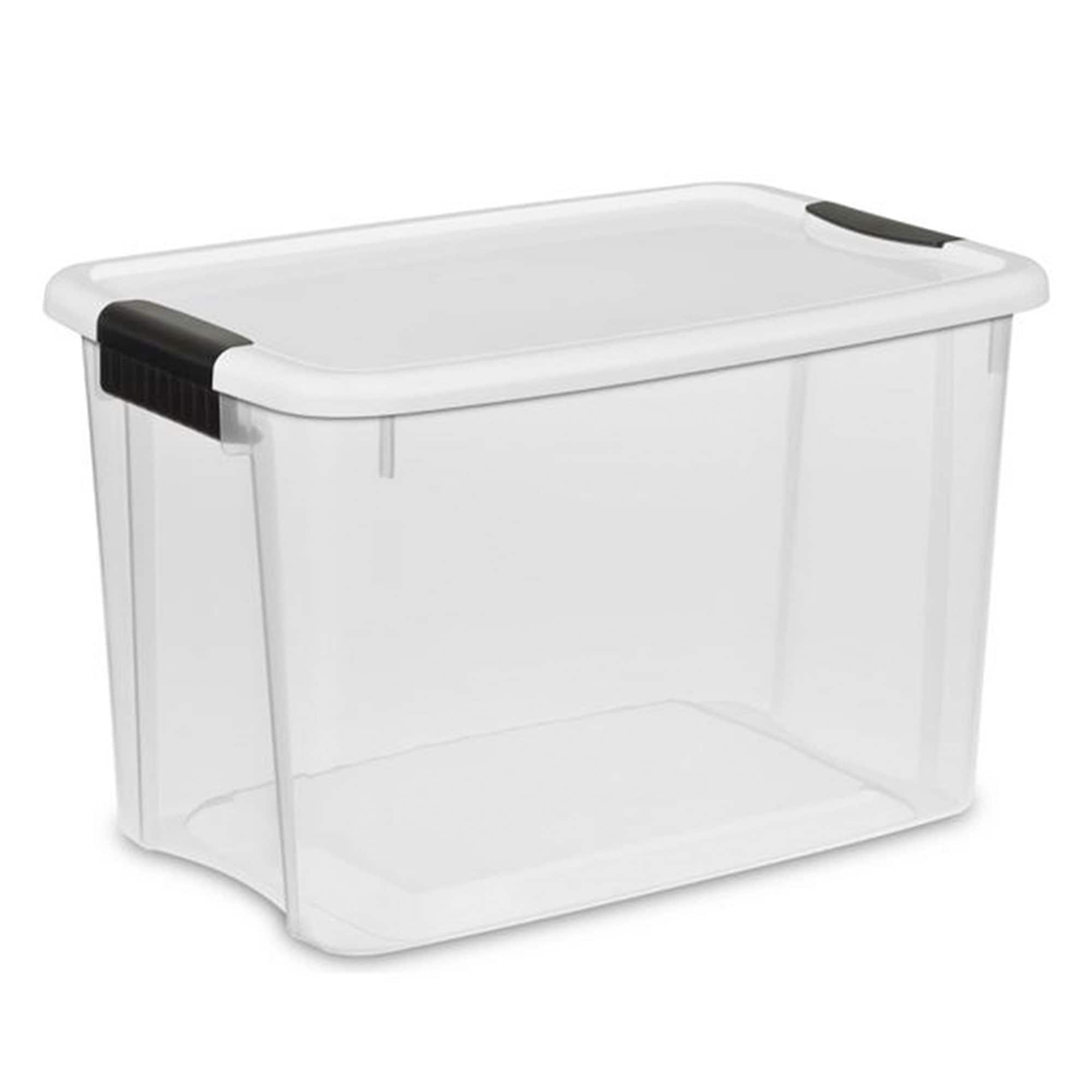 Project Source Large 7.5-Gallons (30-Quart) Clear Tote with Standard Snap  Lid in the Plastic Storage Containers department at