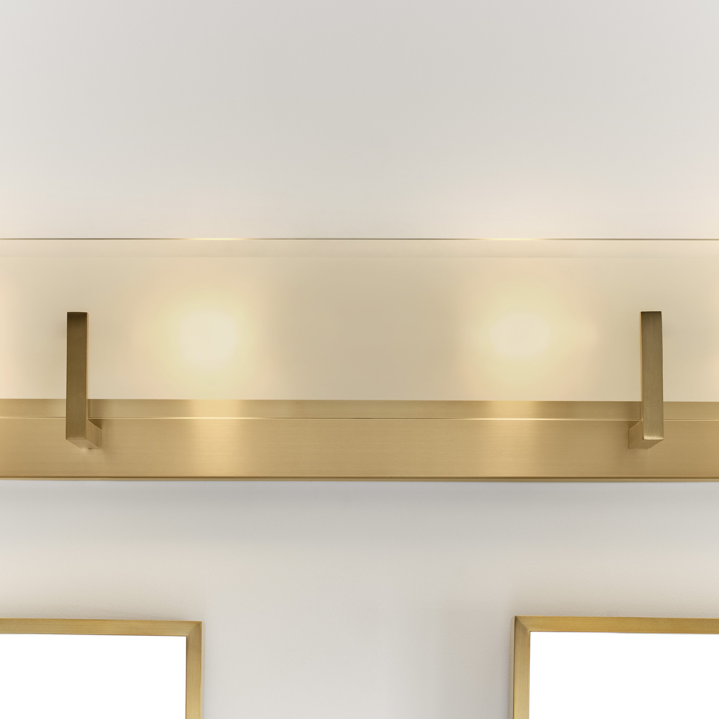 Satin Brass 4-Light Vanity Fixture with Frosted Beveled Glass