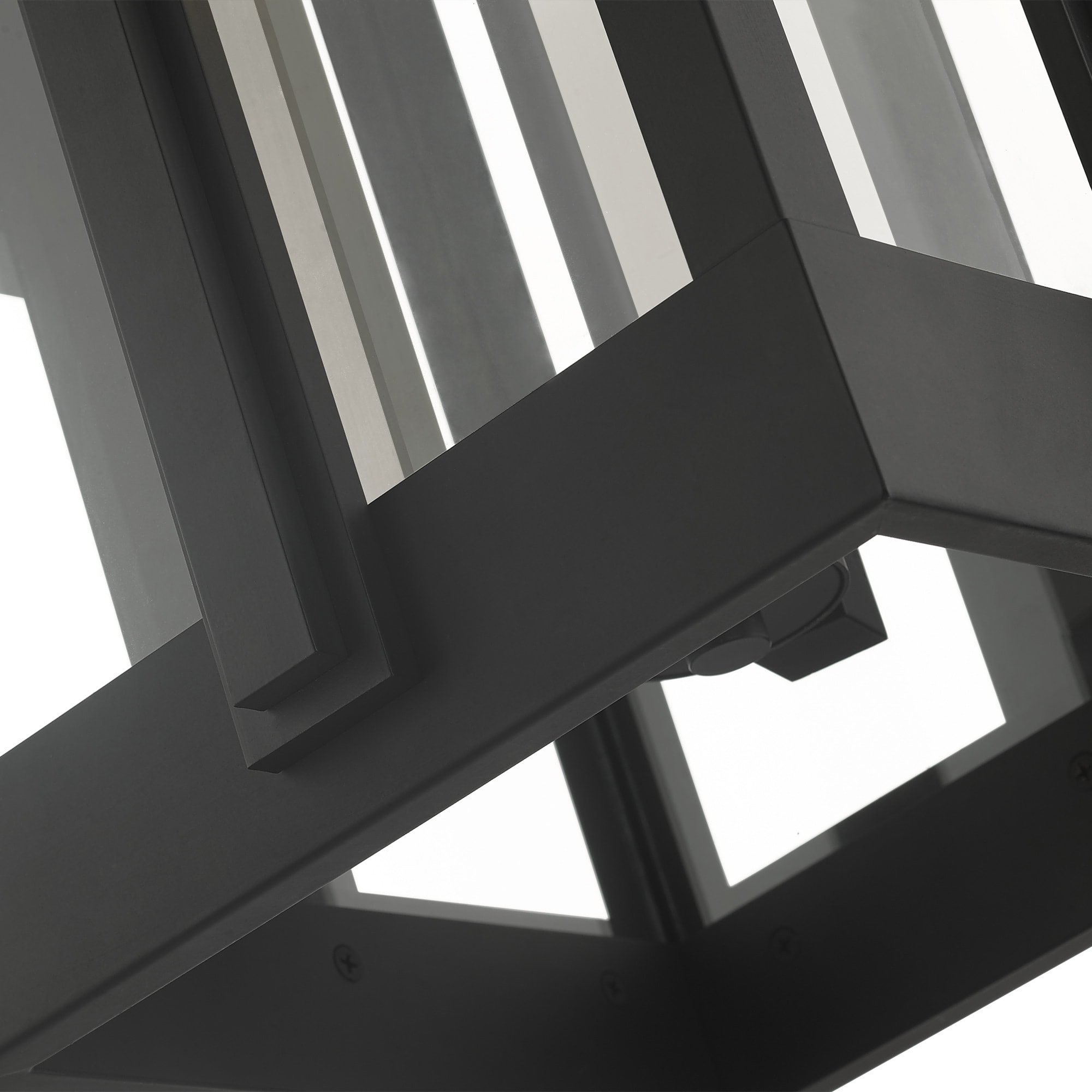 Black Brass Lantern Sconce with Clear Glass