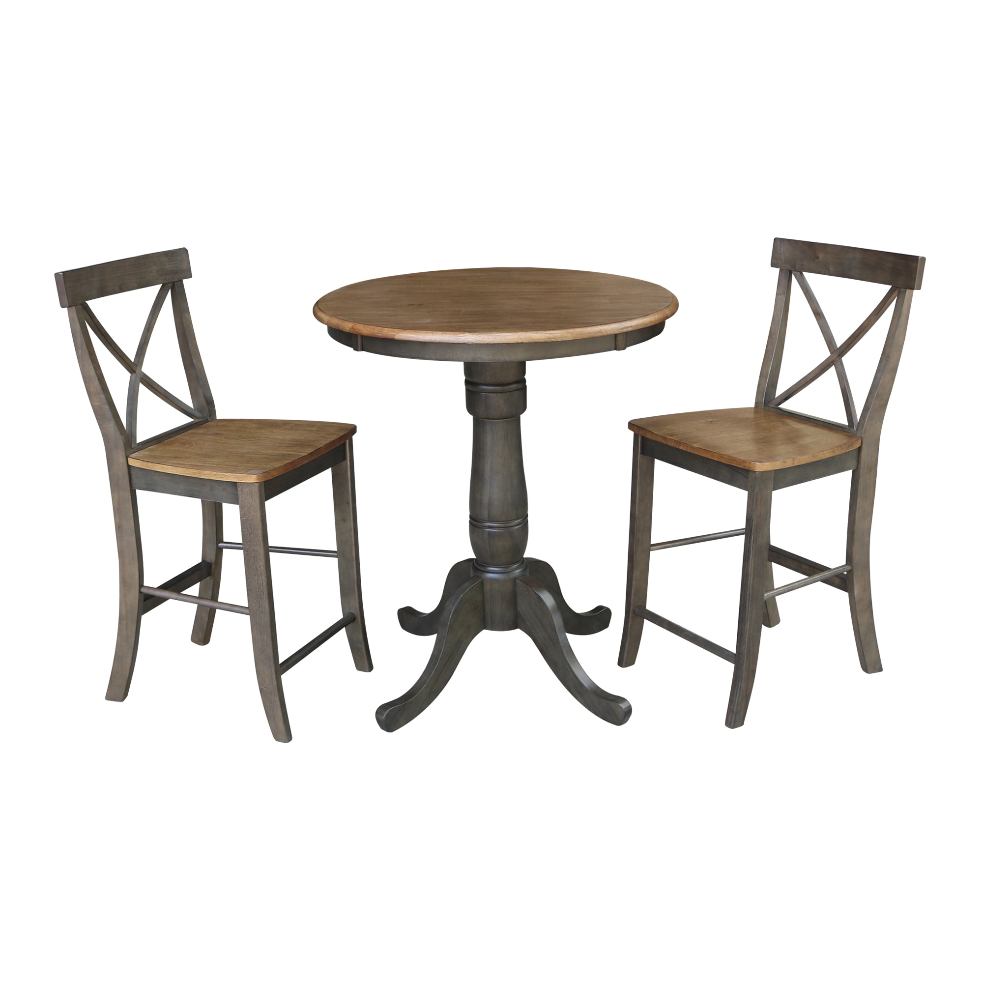 International Concepts K45-30RT-6B-S6132-2 Hickory/washed coal Casual Dining Room Set with Round Table ( Seats 2 )