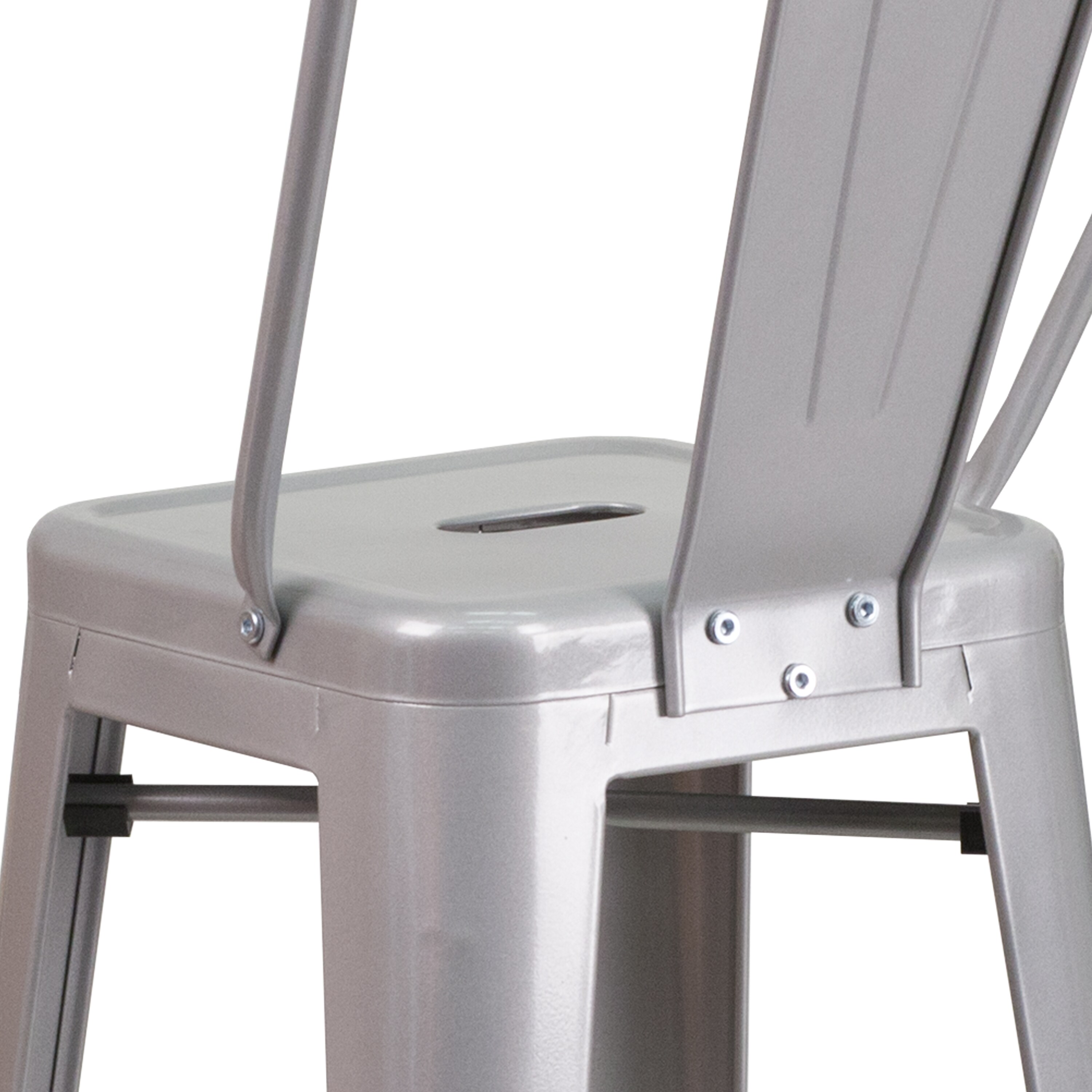 Silver Metal 30" High Backless Industrial Bar Stool