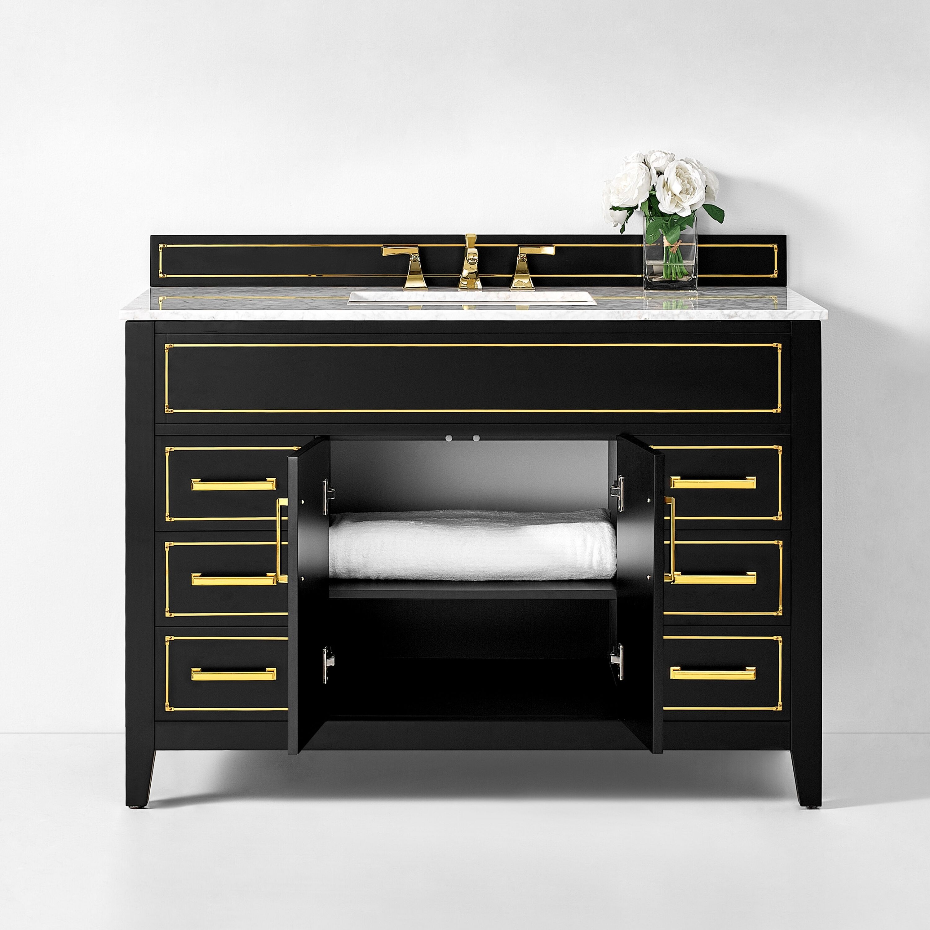 Aspen 48'' Black Onyx Bathroom Vanity with Marble Top