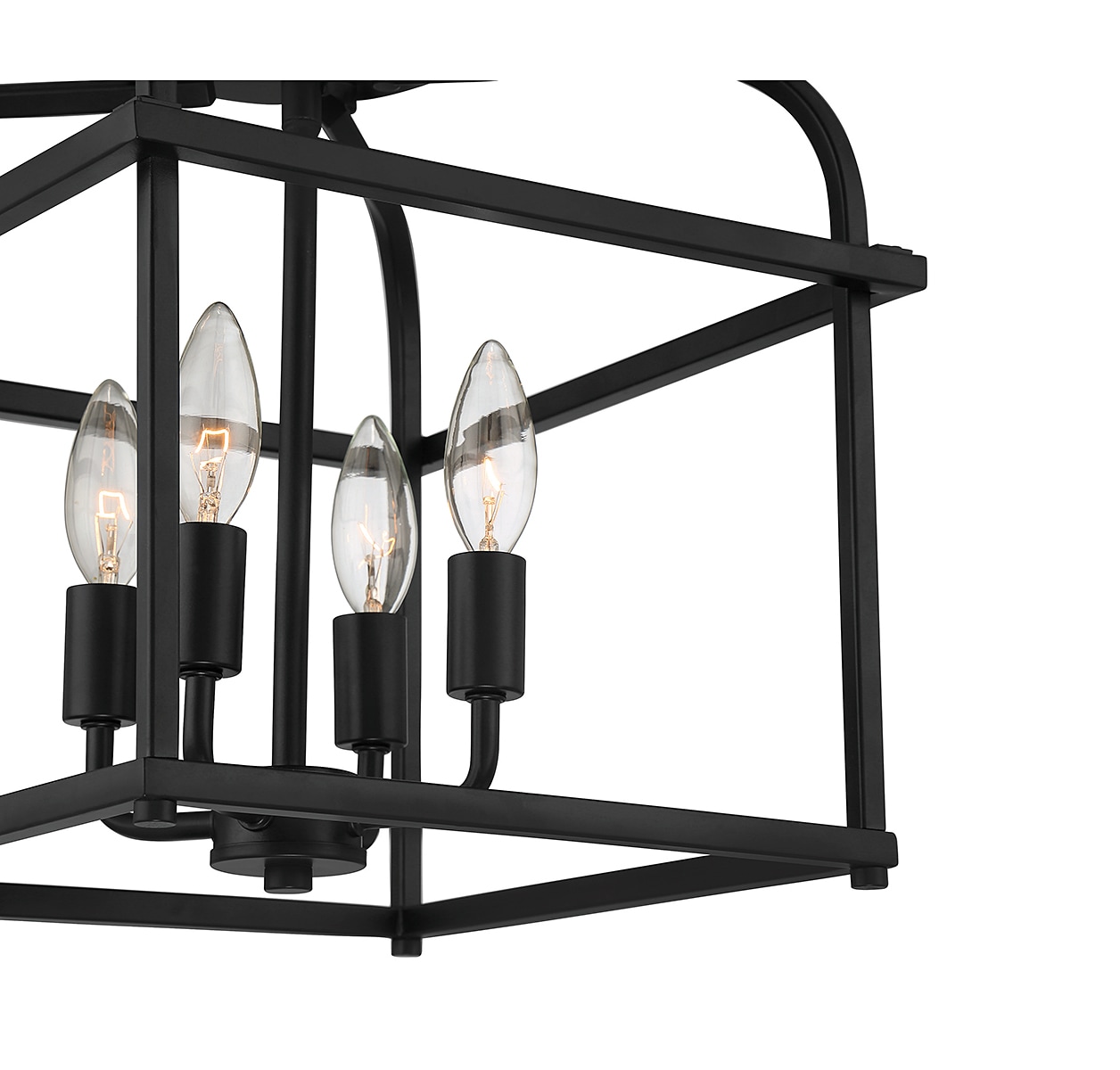 Geometric Charm 4-Light Matte Black Semi-Flush Ceiling Fixture