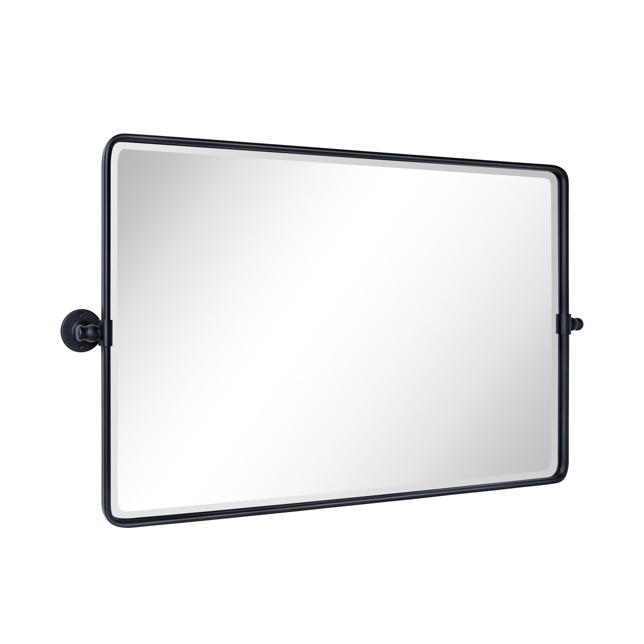 TEHOME GC-00155 35-Inches x 23-Inches Beveled Rectangle Tilting Bathroom Vanity Mirror ( Matt Black )