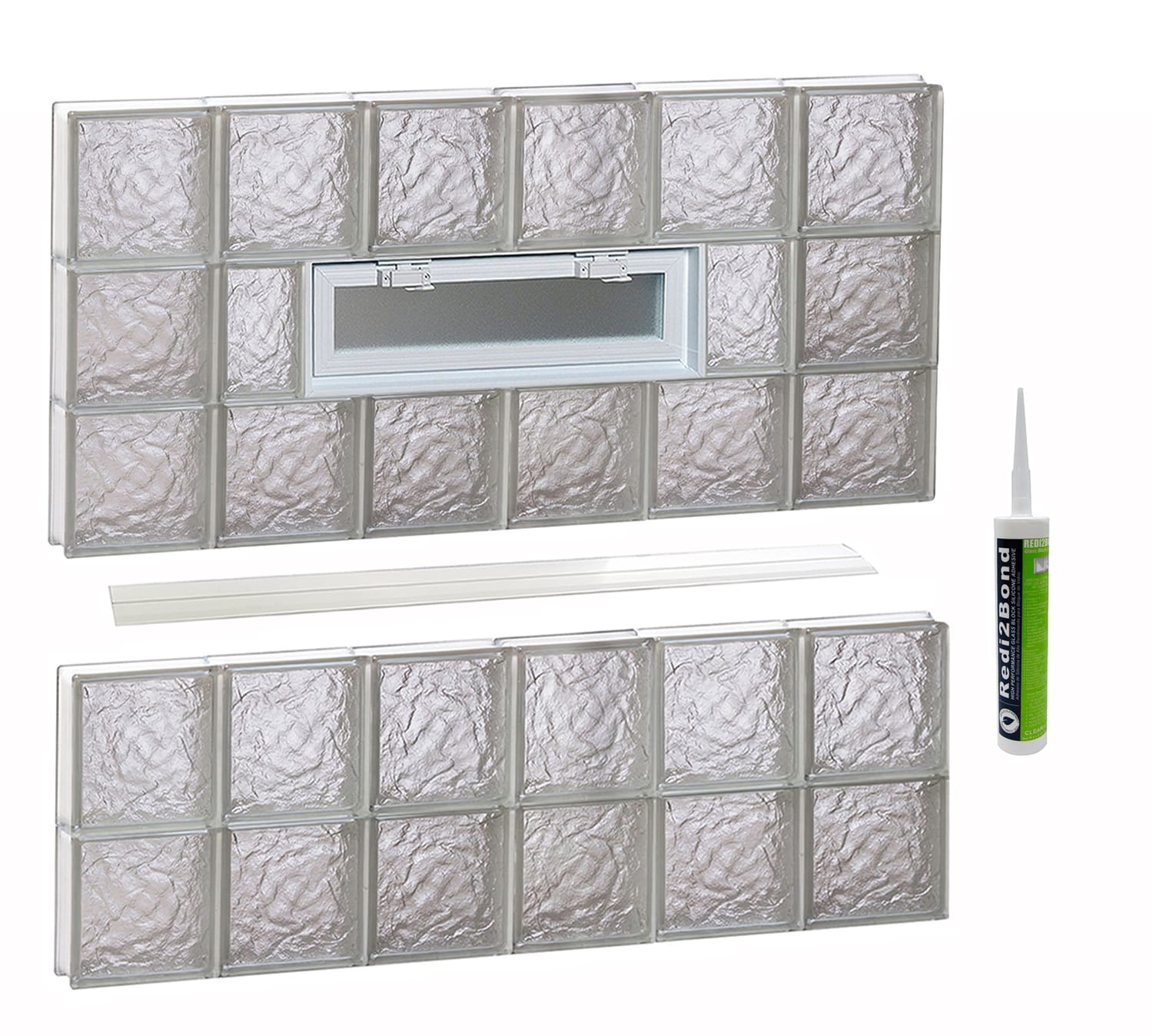 REDI2SET V4840IS Ice Glass 46-1/2-in x 38-3/4-in Frameless Replacement Vented Glass Block Window