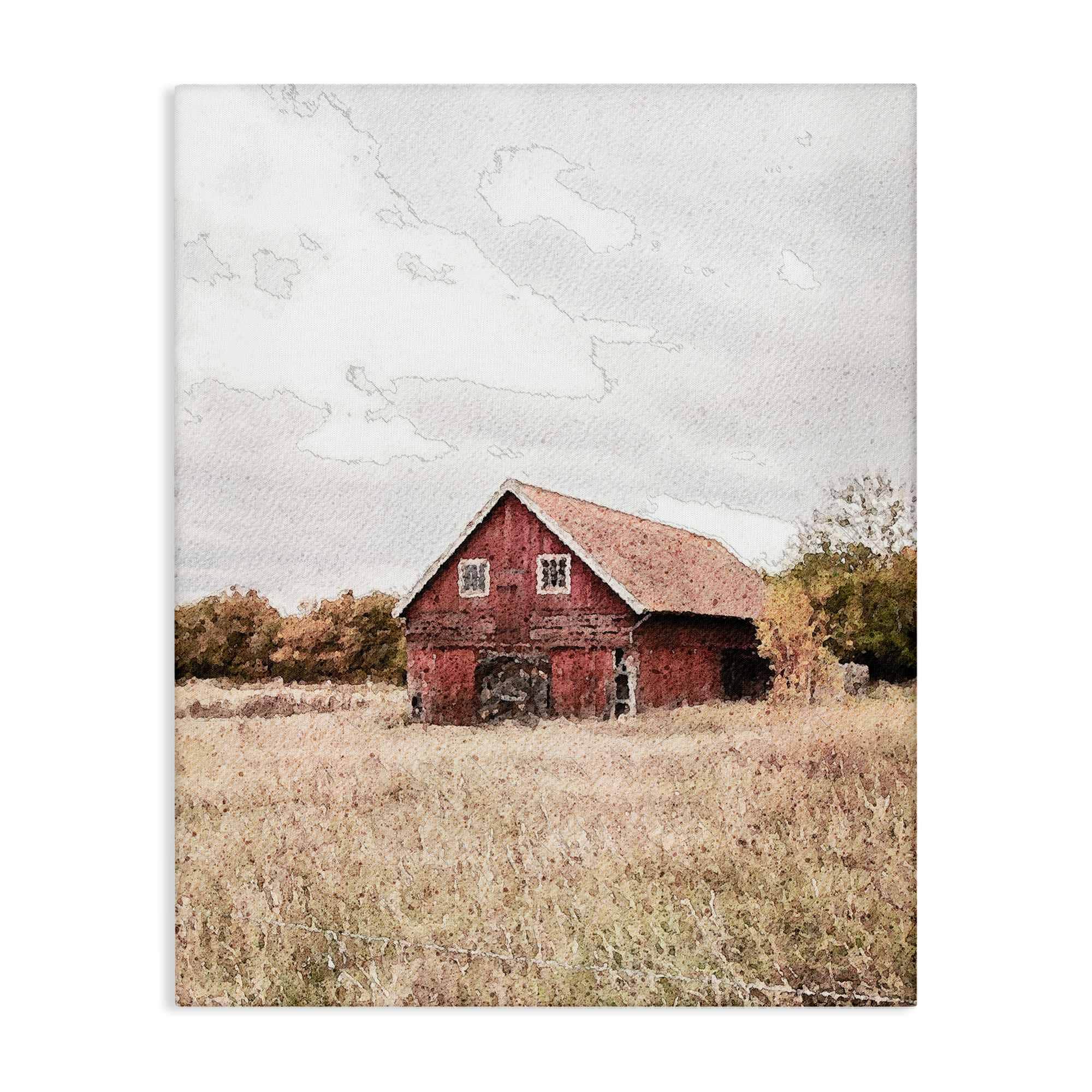 Stupell Industries BT-582-CN-24X30 Red Barn Country Terrain Canvas Wall Art By Susan Ball 24 x 30