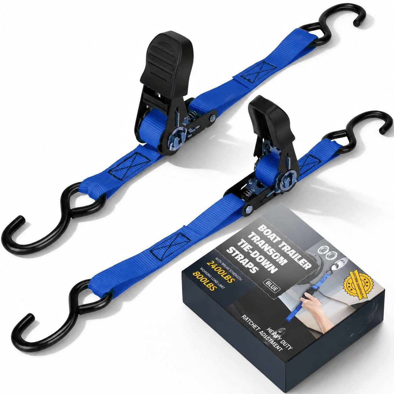 DYRCJ Boat Trailer Tie Down Straps 1 Inch by 4 Feet Heavy Duty Adjustable Transom Tie Down Straps with Quick Release Buckle and Anti Scratch #LDY0818Y387