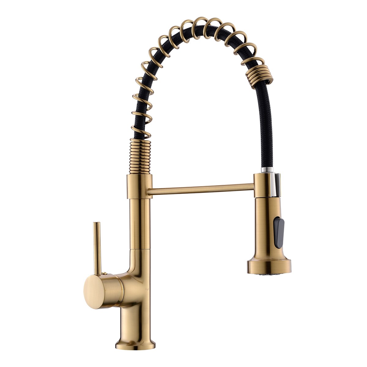 Fapully FA-B-1002G Gold Single Handle Deck-mount Pull-down Kitchen Faucet with Sprayer