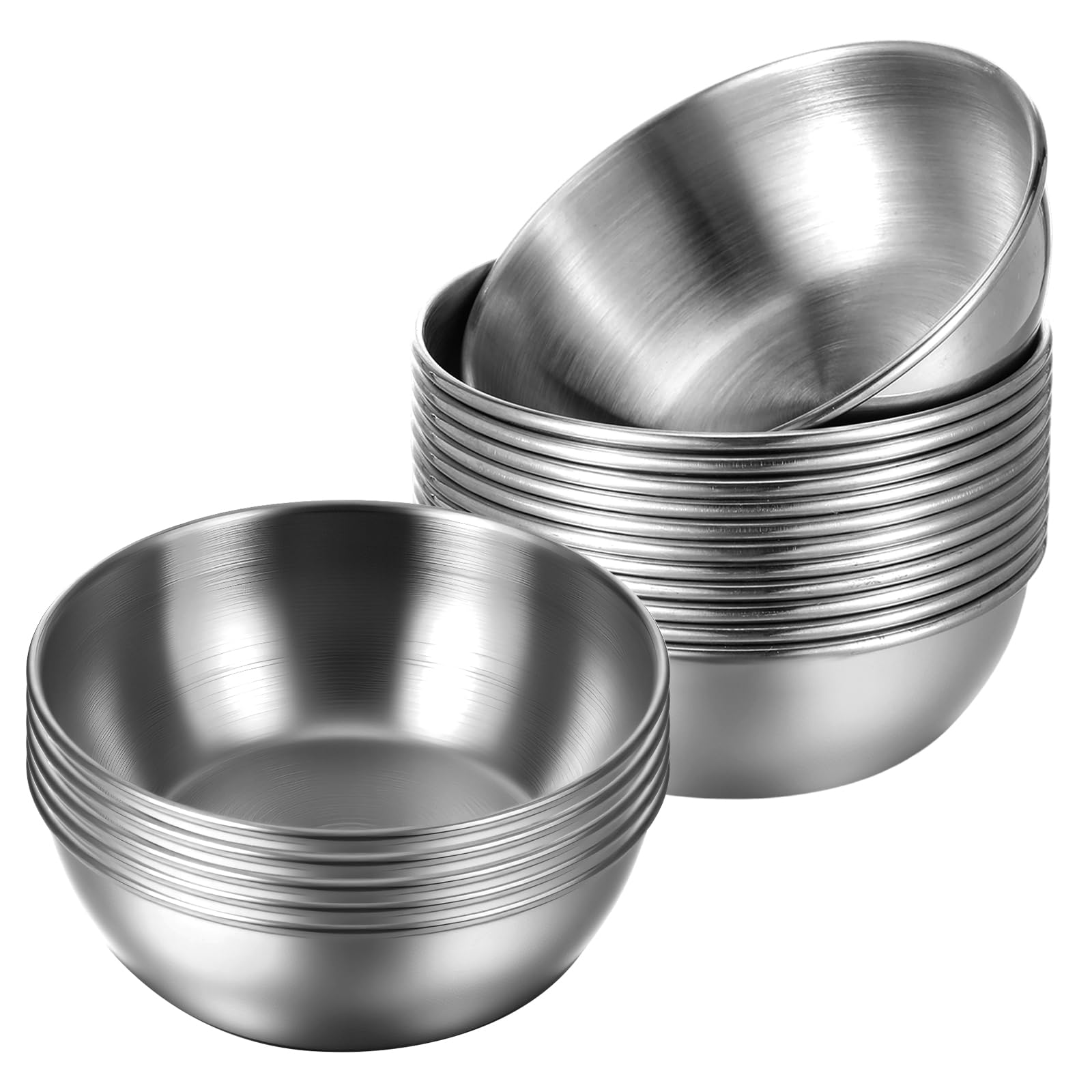 Aoibox  16 Pack 3 5 in Stainless Steel Round Sauce Dishes Mini Condiment Prep Bowls for Soy Sauce Salsa Dip Set