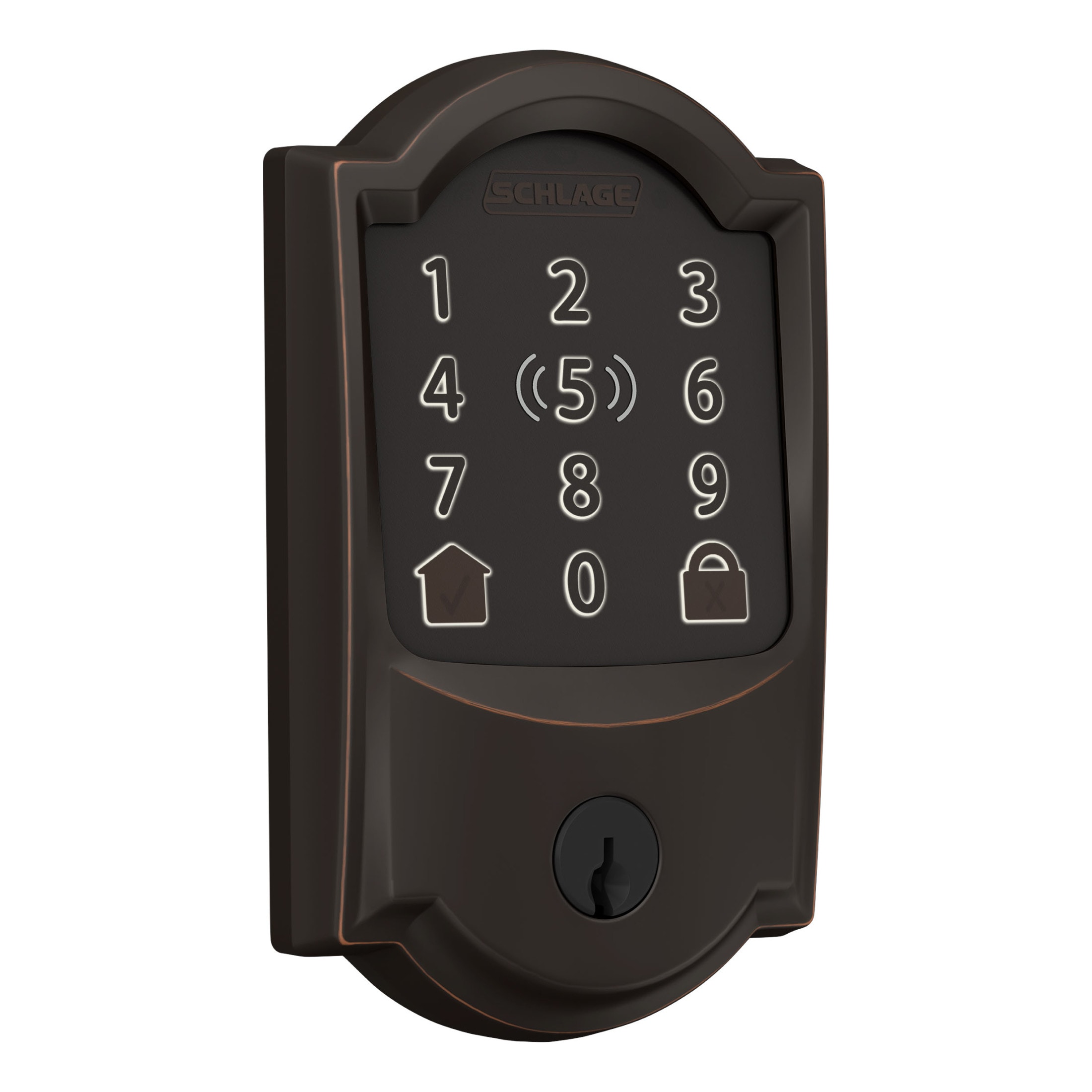 Schlage Encode Plus Camelot Aged Bronze Wifi Bluetooth Single Cylinder  Electronic Deadbolt Lighted Keypad Touchscreen Smart Lock at