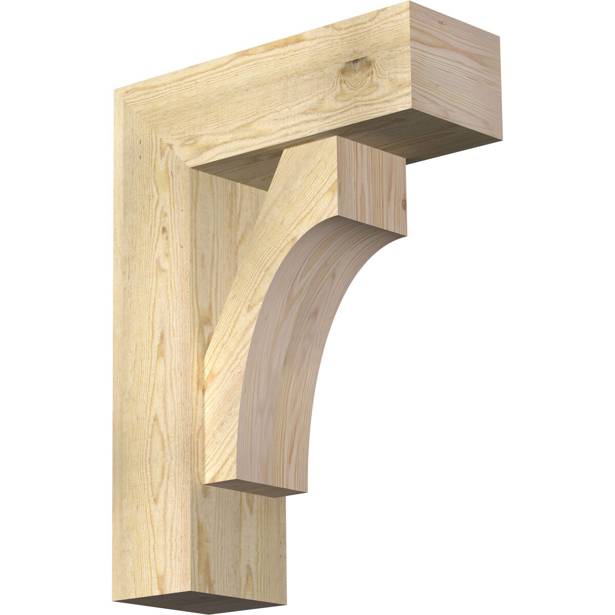 Ekena Millwork 1464572 Westlake block rough sawnbracket with offset brace 8-in x 22-in x 30-in Douglas fir Brown Wood Standard bracket