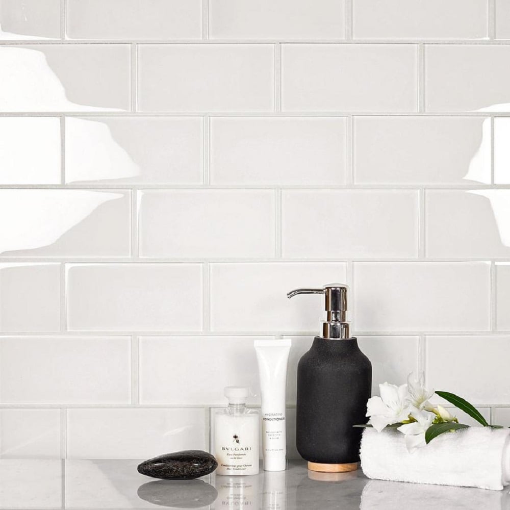 12'' x 3'' Matte White Glass Subway Tile