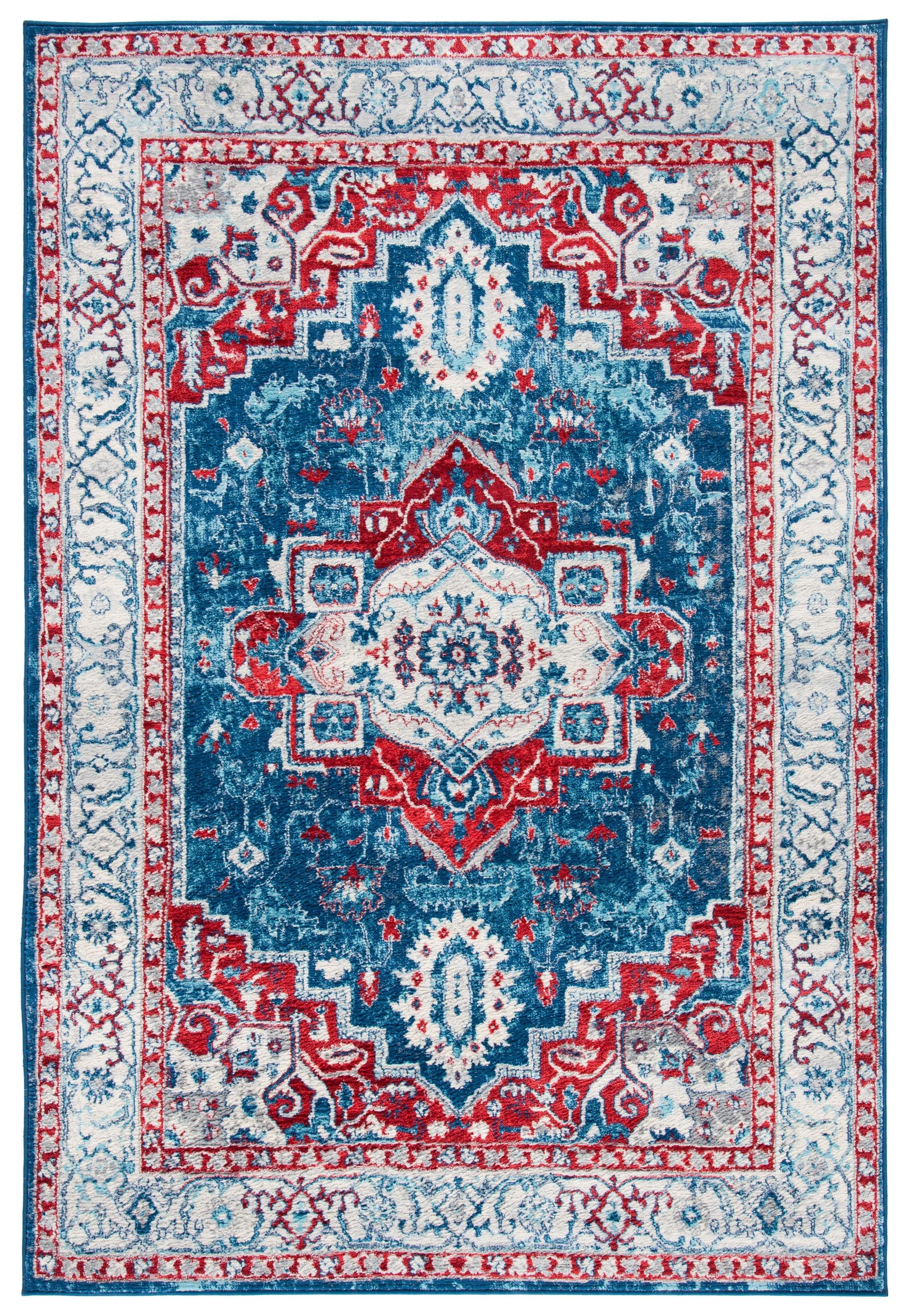 Safavieh BNT851P-8 Brentwood Valeria 8 x 10 (ft) Loomed Polypropylene Navy/Red Rectangular Indoor Floral/Botanical Farmhouse/Cottage Area rug
