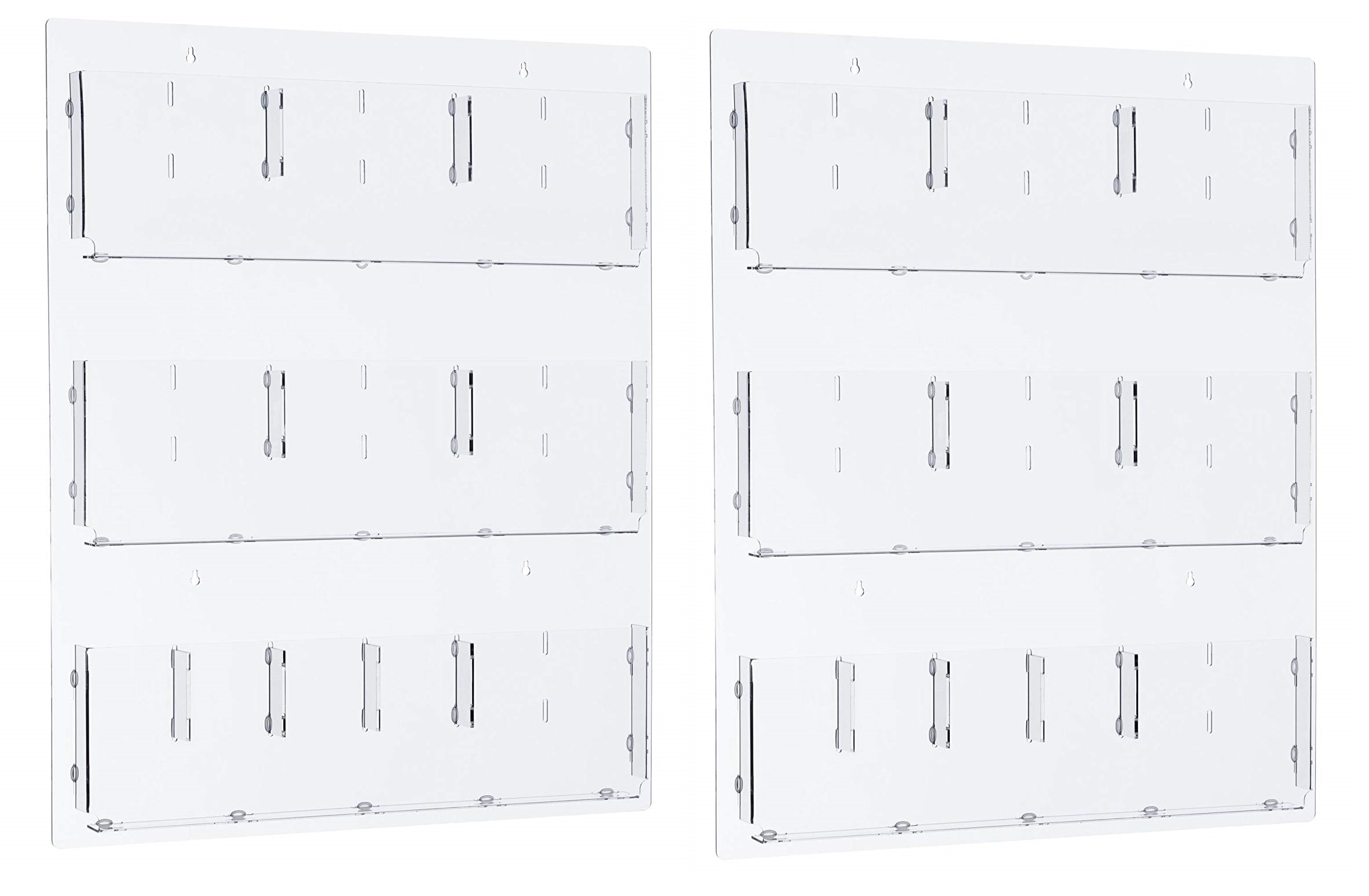 AdirOffice 640-2935-CLR-2PK 29-in L x 2-in D x 35-in H Clear Acrylic Rectangular Magazine rack