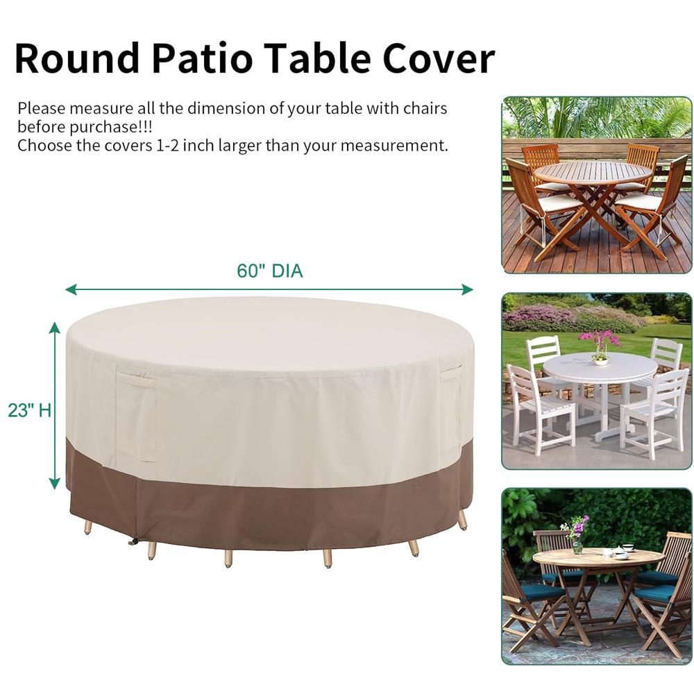 Agfabric Outdoor Round Patio Furniture Covers Waterproof, Outside Table ...