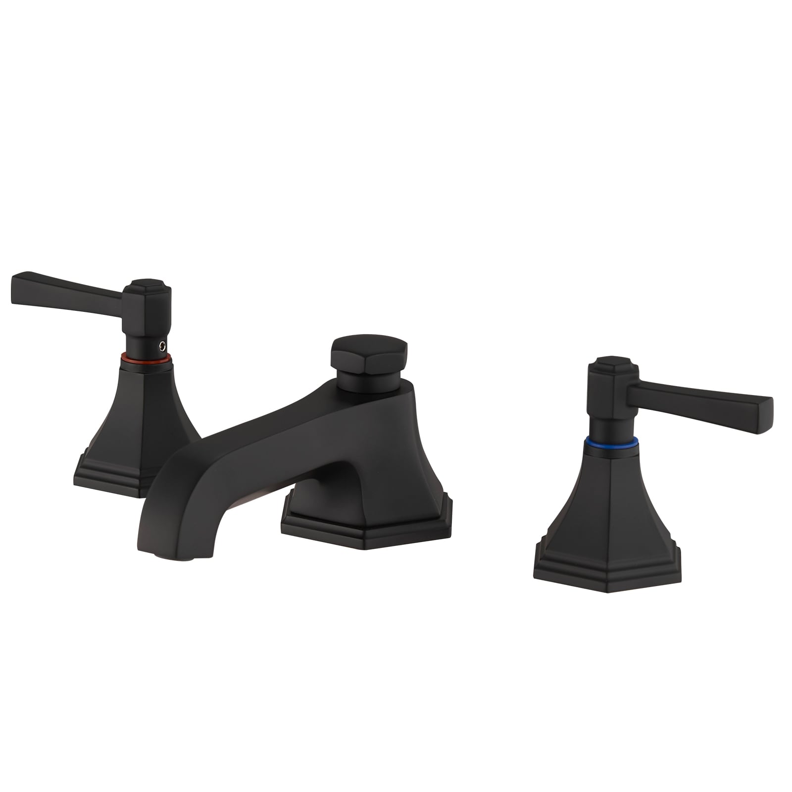 BWE A-916461-BLACK Matte Black Widespread 2-handle WaterSense Low-arc Commercial/Residential Handle Bathroom Sink Faucet with Drain with Deck Plate