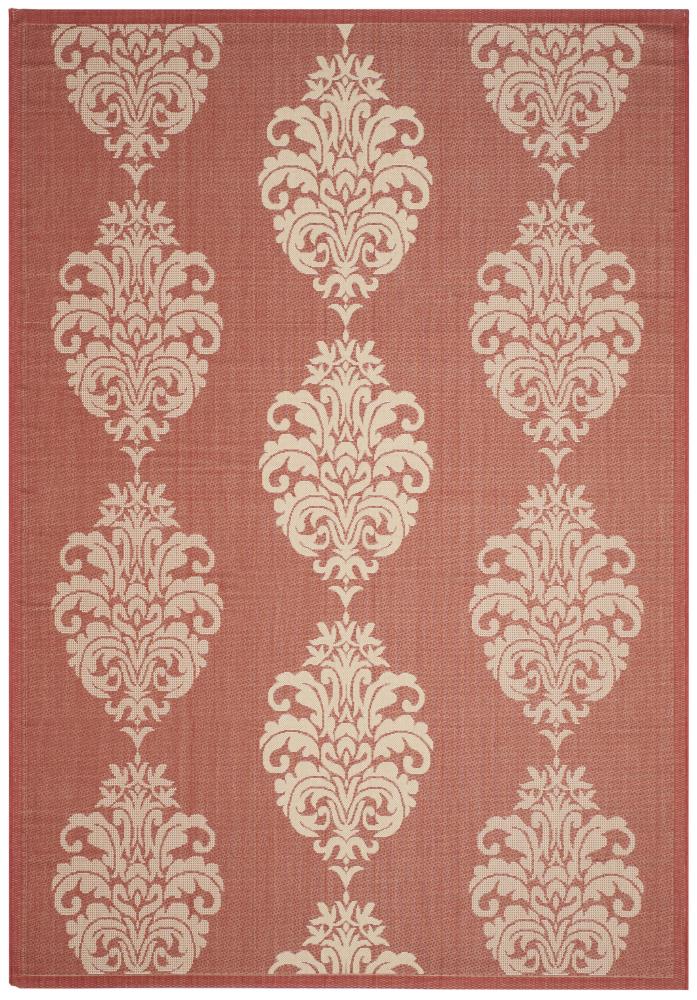 Safavieh CY2720-3707-6 Courtyard Bermuda 7 x 10 (ft) Loomed Polypropylene Red/Natural Rectangular Indoor/Outdoor Damask Coastal Area rug