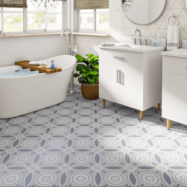 Style Selections Rosehill Deco 3-mil x 12-in W x 12-in L Water Resistant Peel and Stick Luxury Vinyl Tile Flooring