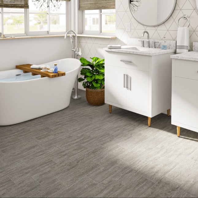 STAINMASTER (Sample) Soho Limestone Waterproof Stone Look Glue Down Sheet Vinyl STAINMASTER (Sample) Soho Limestone Waterproof Stone Look Glue Down Sheet Vinyl