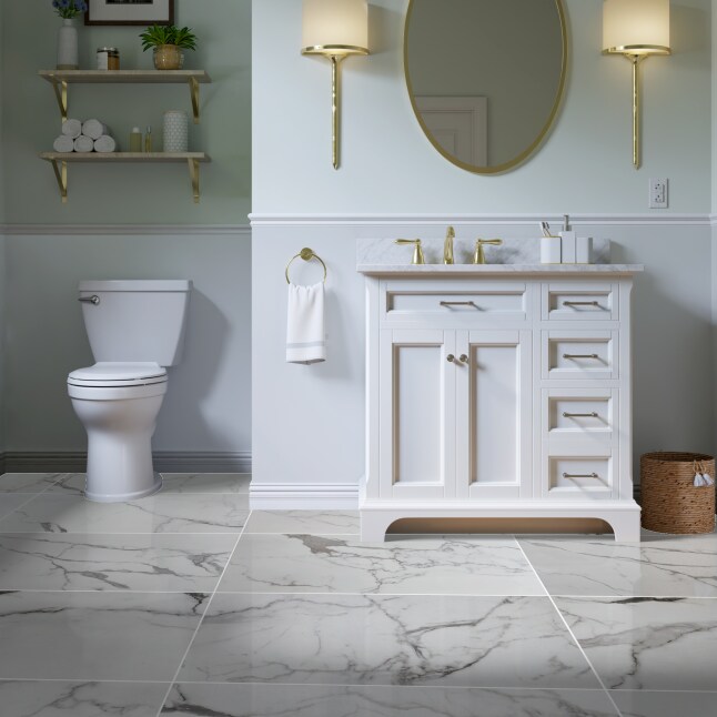 Artmore Tile Enigma Statuario Valley 24-in x 48-in Polished