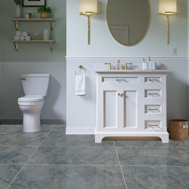 allen + roth Paradise Gray 24-in x 48-in Polished Porcelain Marble Look ...