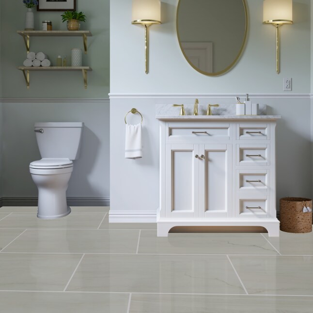 American Olean Nouveau Cream 24-in x 48-in Polished Porcelain