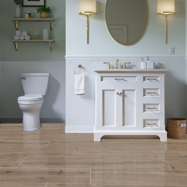 allen + roth Natural 12-in x 70-in Matte Porcelain Wood Look Floor and ...