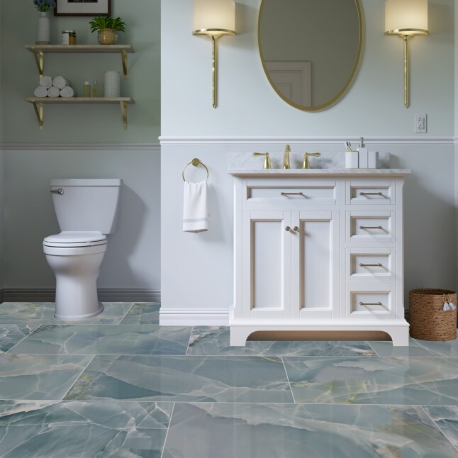 Apollo Tile Splendor Green 24-in x 48-in Lappato Porcelain Brick Marble ...