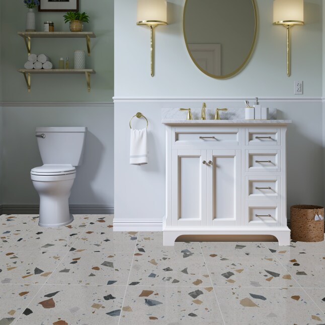 The Tile Life Terrazzo White Multi 24-in x 24-in Matte Porcelain Floor ...