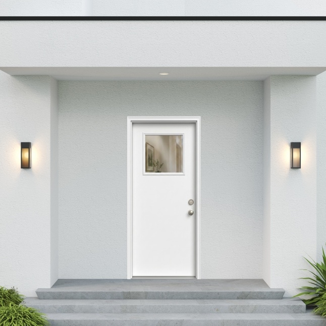 MMI DOOR 32-in x 80-in x 6-9/16-in Fiberglass Left-hand inswing Primed ...
