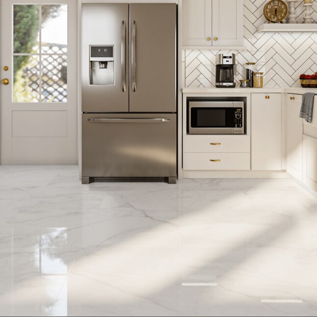 Satori Regent Statuario Abisso 24-in x 48-in Polished Porcelain Marble Look Floor and Wall Tile (7.75-sq. ft/ Piece)