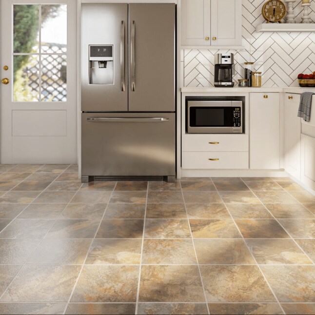 American Olean Kendal Slate 15-Pack Carlisle Black 12-in x 12-in Glazed Porcelain Stone Look Floor and Wall Tile