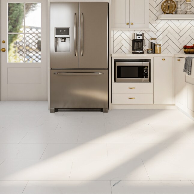 Style Selections Statuary White 12-in x 24-in Matte Porcelain Marble Look Floor Tile