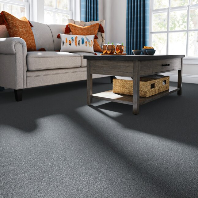 Style Selections Crestline Granite Gray 16-oz sq yard Solution-dyed Polyester Needlebond Indoor or Outdoor Carpet