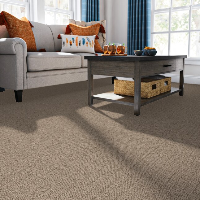 ラパン Carpet アイボリー STAINMASTER Granada Brown 35-oz sq yard Solution-dyed Polyester