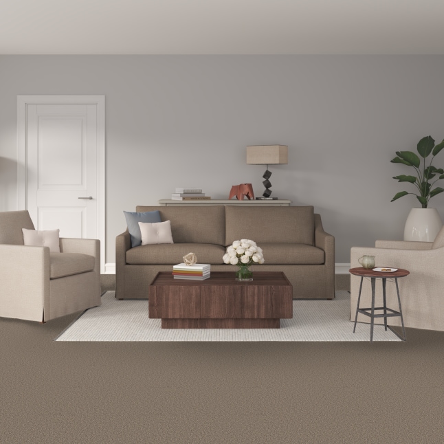 Style Selections Hideaway II Truffle Brown 39-oz sq yard Polyester