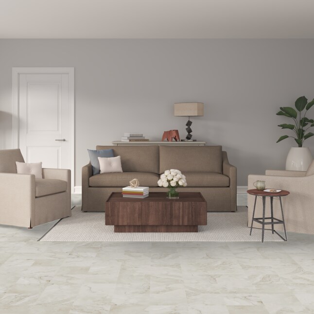 Style Selections Alpine Stone Off-white Stone Look 3-mil x 12-in W