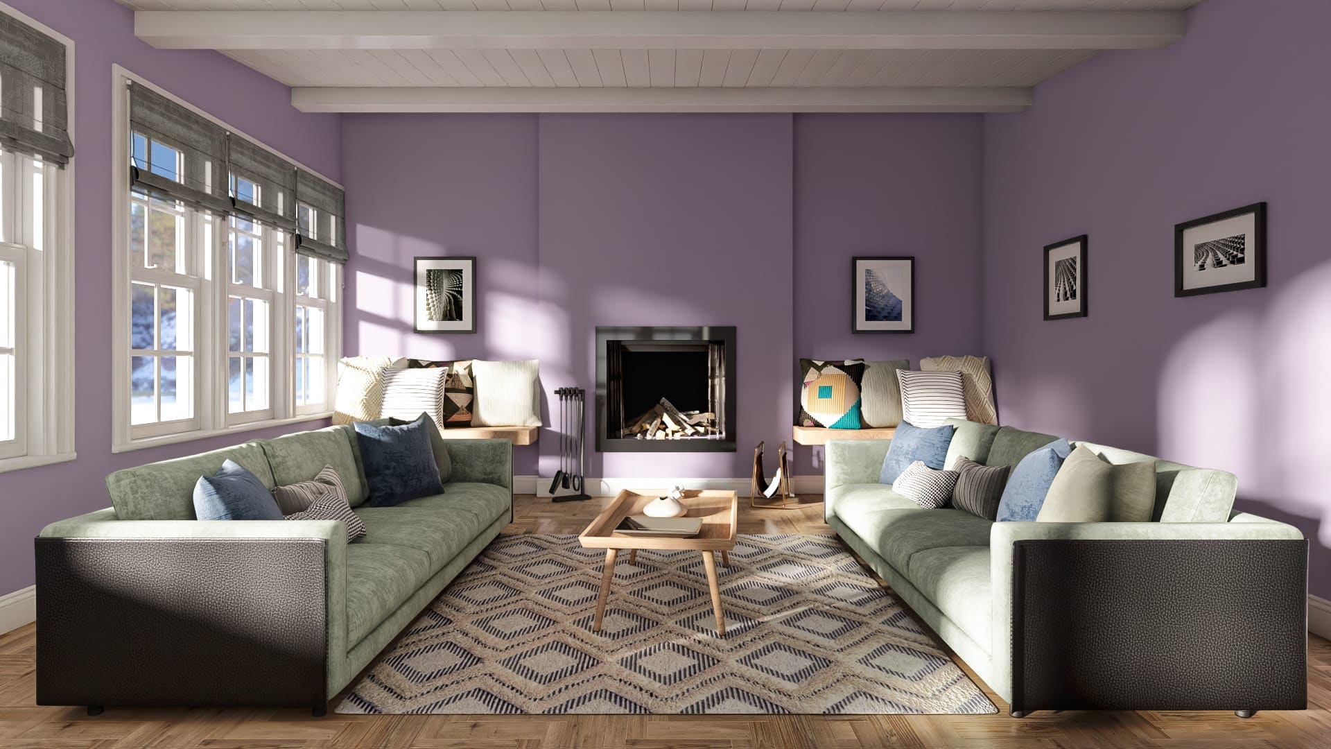 purple and cream wall paint